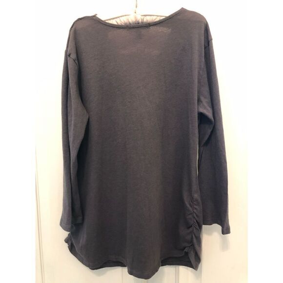 Gap Gray Thin Cotton Cowl Neck 3/4 Sleeve Top - Picture 2 of 4